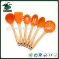 Utensils cooking spatula set silicon kitchenware wooden handle
